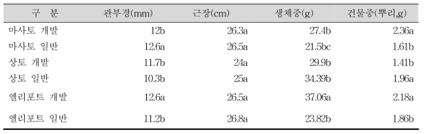 정식 21일 후 뿌리 발달 조사