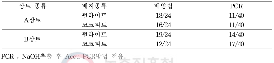 이병상토 배지종류별 배양법과 PCR을 이용한 딸기 시들음병균 검출율