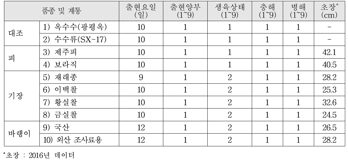 난지형 야초류 유전자원의 초기 생육특성(2019)