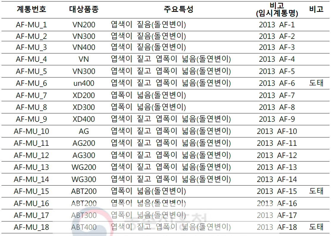 방사선 돌연변이 알팔파 우량계통