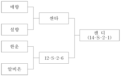 출원 및 등록품종(캔디) 육성 계보도