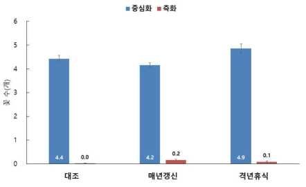 결과모지 전정 방법에 따른 개화량