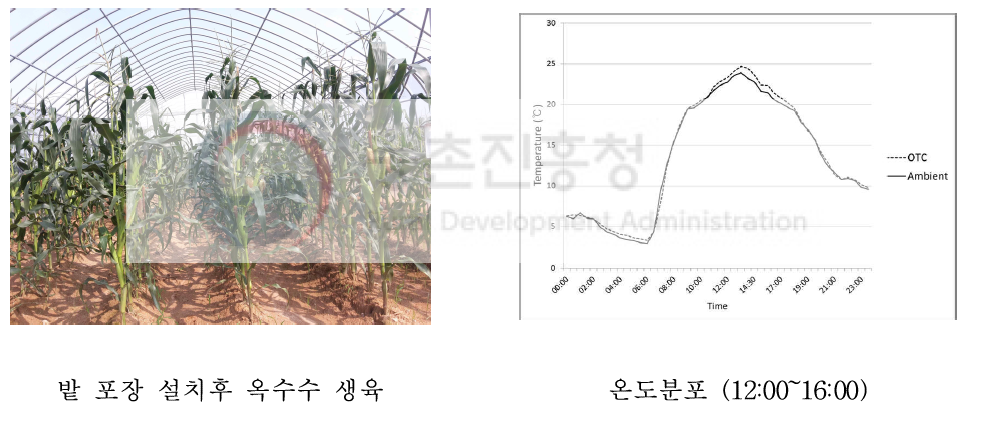 시험포장 상승온도 환경조성 (중형상부개방형챔버)