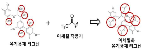 유기용제 리그닌 표면의 아세틸화