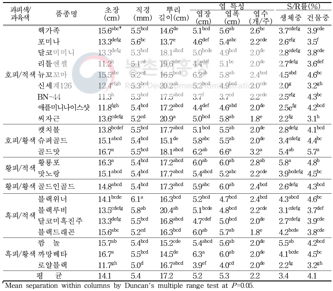 소형과 수박 수직유인재배를 위한 정식기 품종별 접목묘 생육 특성