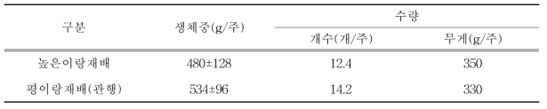 생육 및 수량