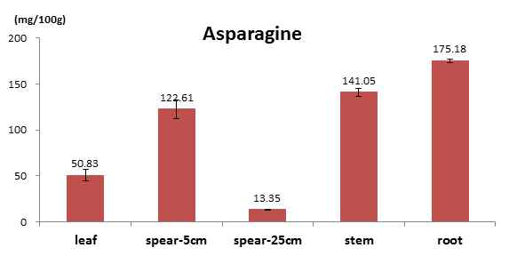 아스파라거스 부위별 아스파라긴 함량