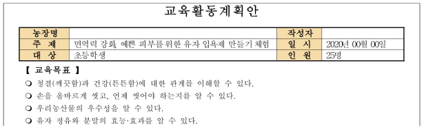 유자 천연입욕제 키트 이용 체험프로그램안