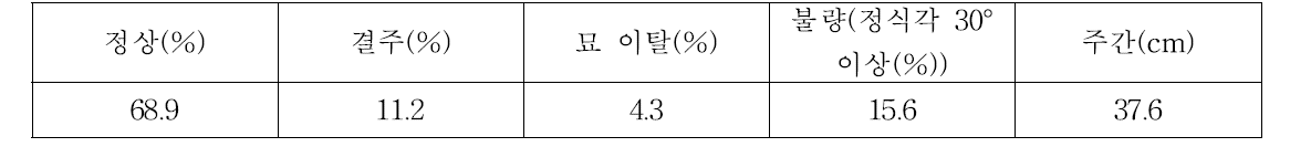 보행형 정식기(자동, 1조) 정식작업정도