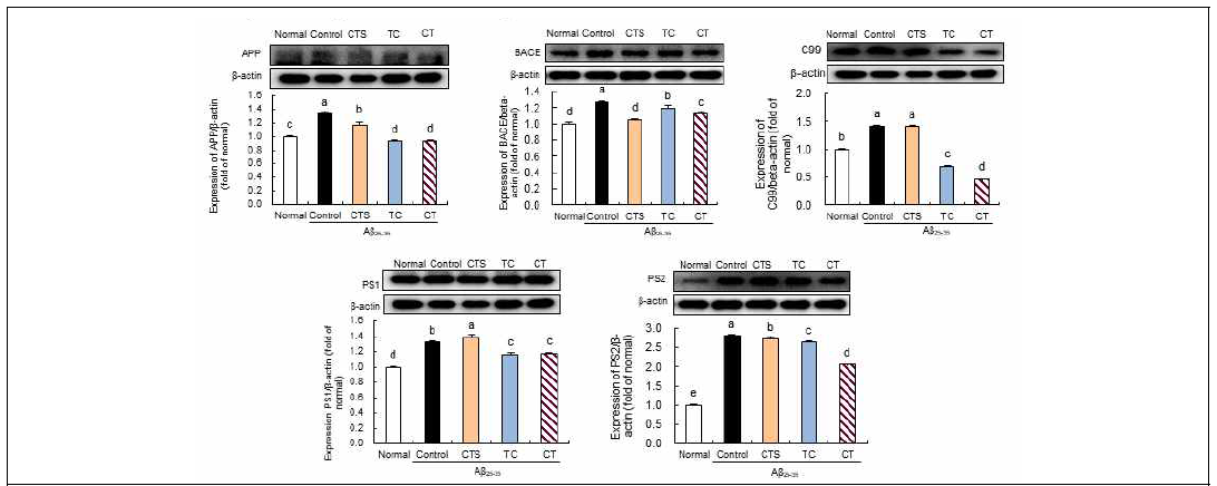 Effect of the combination of C. tinctorius L. seed and T. coreanum on amyloidogenesis-related protein expressions in Aβ25-35-treated SHSY5Y cell