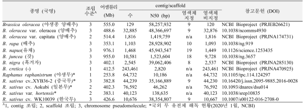 NGS 전략으로 해독된 배추과 작물의 유전체 조립 수준