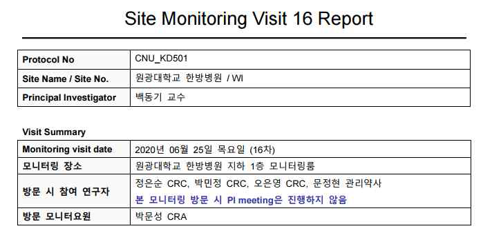 Monitoring report