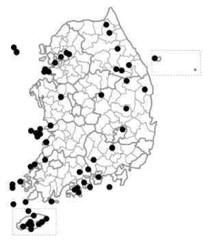 유럽점나도나물 (Cerastium glomeratum) 분포지도