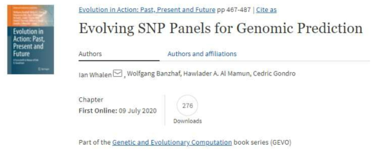 인공지능을 활용한 유전체 선발 기술관련 서적 출간 (2020, Springer)
