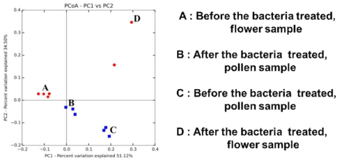 PCoA기법을 이용한 다차원 압축 미생물 군집 분석