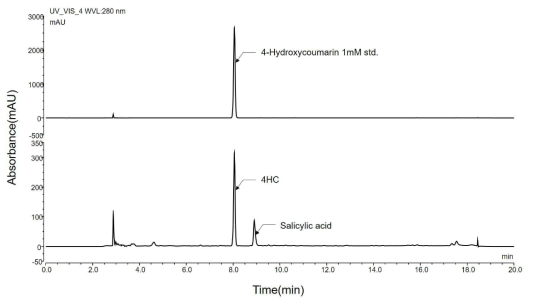 HC-2에서의 4-hydroxycoumarin 합성 결과