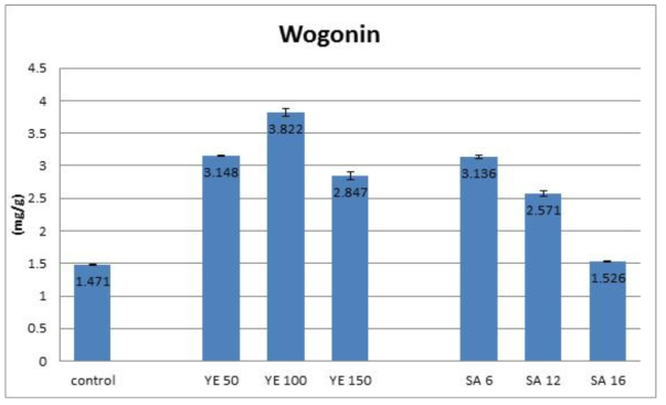 Yeast extract와 salicylic acid가 황금 모상근 배양에서 wogonin 생합성에 미치는 영향