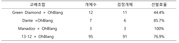 다양한 화색을 가진 국화 재배종 교배 후대에서 백색관련 마커 선발효율 비교