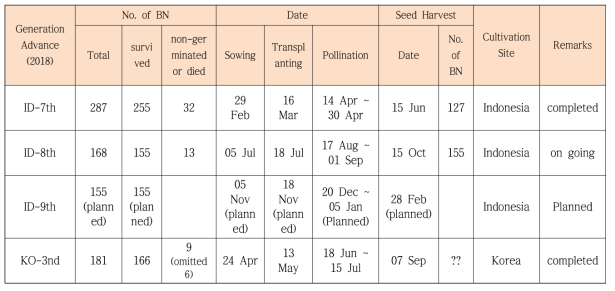The schedule of pumpkin cultivation and generation advance in year 2020