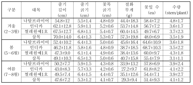 ‘핑크뷰티’ 접목묘의 절화장미 생산성 향상 능력 검정(2년차)