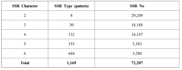 고구마 SSR pattern 및 SSR 정보