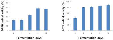 Change in radical scavenging activity of Daemaek-Makgeolli