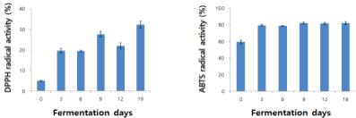 Change in radical scavenging activity of Sajeol-Makgeolli