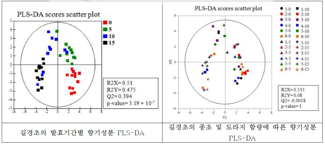 길경초 향기성분 분석 PLS-DA 결과