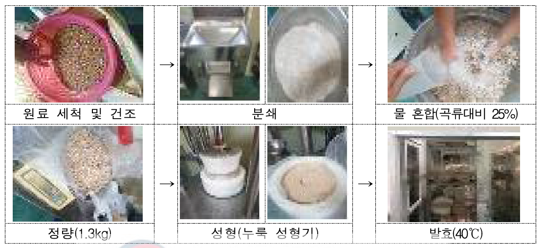 밀누룩 제조 공정도