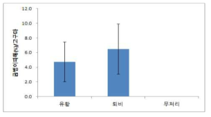 유황과 퇴비의 토양 처리에 따른 고구마의 굼벵이 피해 비교(2019, 완주군)