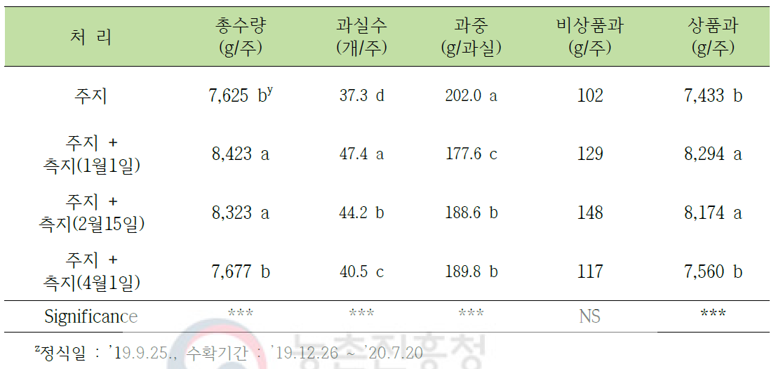 동양계 토마토 장기 수경재배 시 측지 추가 유인이 수량에 미치는 영향z