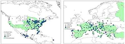 미국선녀벌레의 미국과 유럽에서의 잠재적 분포 평가 (Byeon et al., Entomological Research, 2017)