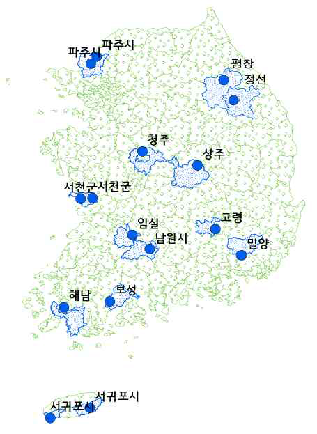 실제 감자뿔나방 조사 지역