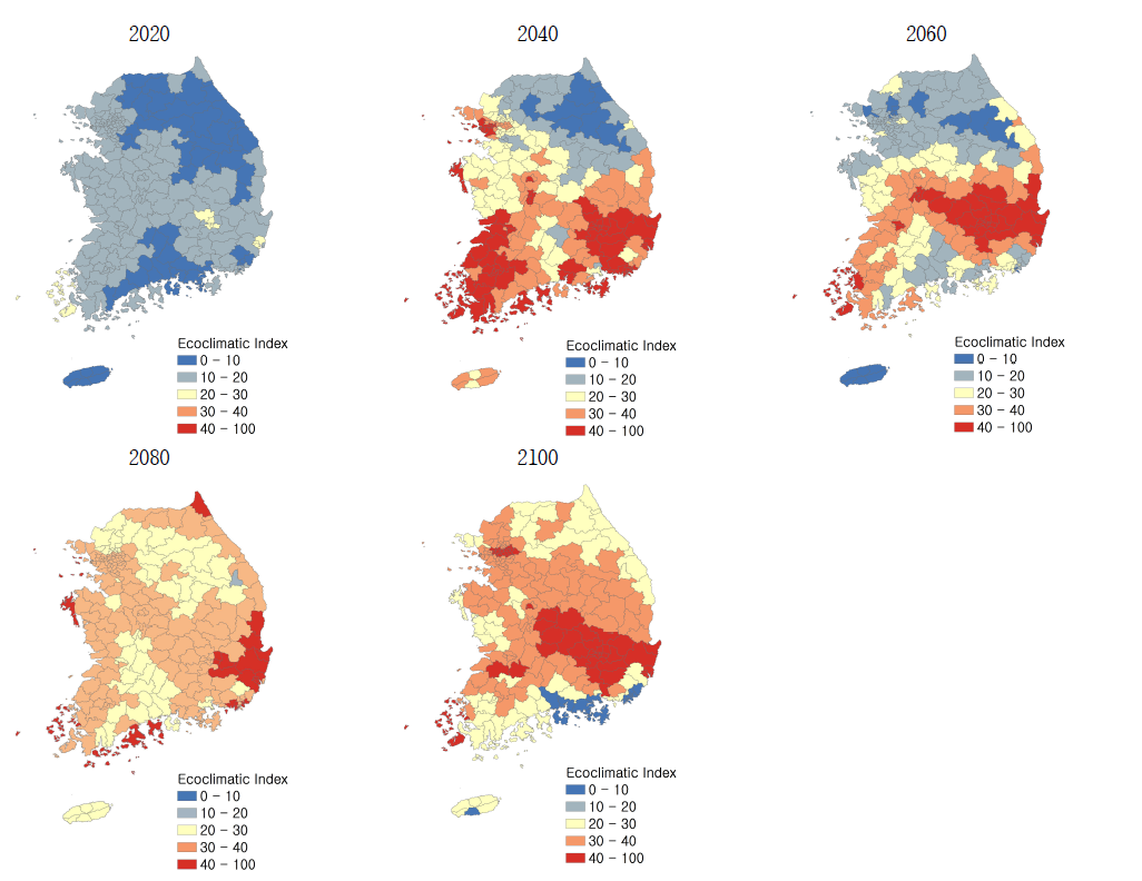 Predicted potential distribution potato tuber moth by appyling climate change scenario (RCP 8.5)