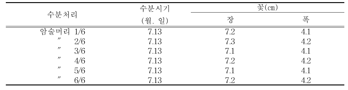 수분시기 및 꽃의 크기