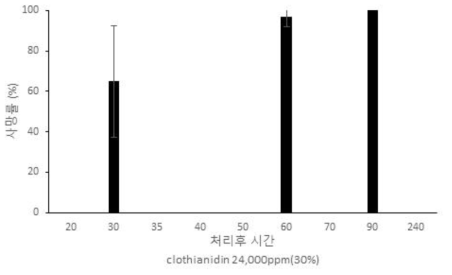 말벌 실내 접촉 독성 평가(clothianidin 24,000ppm)