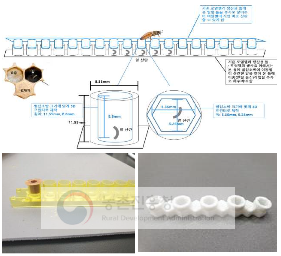 플라스틱 재질을 이용한 여왕벌 직접 산란용 로열젤리 생산틀 개발