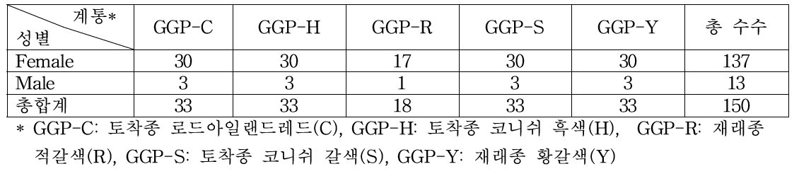 GGP라인 부모세대 집단 구성 수수