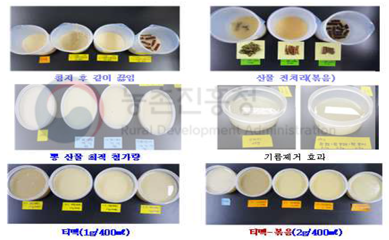 침지 순서 및 볶음처리 유무에 따른 이취제거 효과 비교