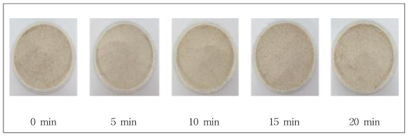 Appearance of protein from rice bran by ultrasonic treatment time