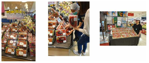 홍콩에서 유통 중인 국내산 딸기 홍보 및 판매