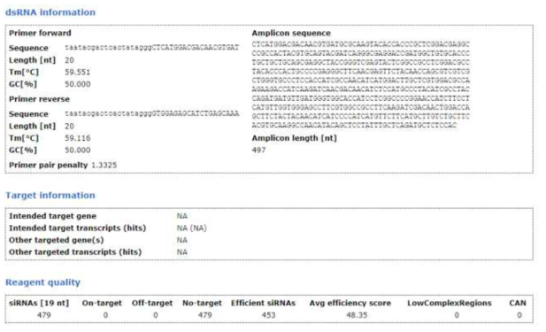 Chitin synthase dsRNA 정보