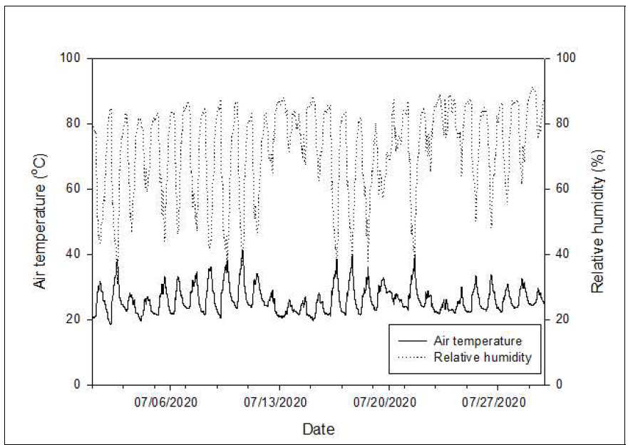 온실의 기온 및 상대습도