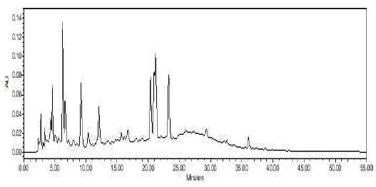 사자발약쑥 물 추출물 HPLC 크로마토그램