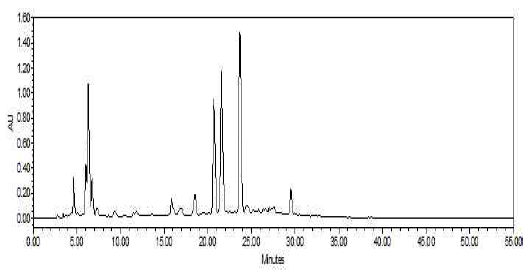 인진쑥 물 추출물 HPLC 크로마토그램