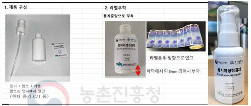 여성청결제 시제품 구성