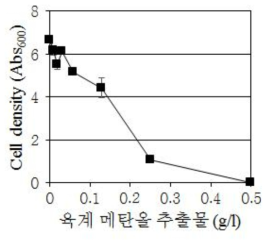 육계 메탄올 추출물의 농도별 살균 효력