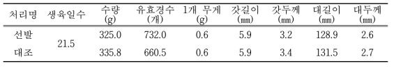 농가 현장실증 자실체 생육 특성