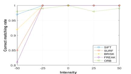 Visualization of correct matching rate according to intensity