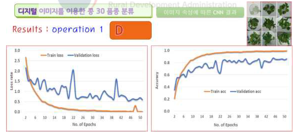 수직촬영 영상의 학습에 따른 오차함수와 정확도의 변화